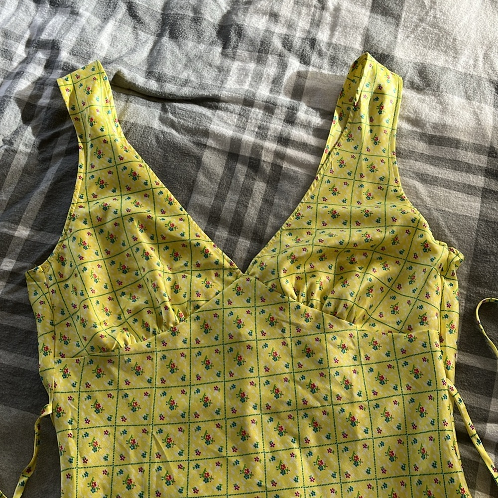 Victorias Secret Pink sun dress, yellow sun dress, satin sun dress, mini dress - Picture 2 of 7